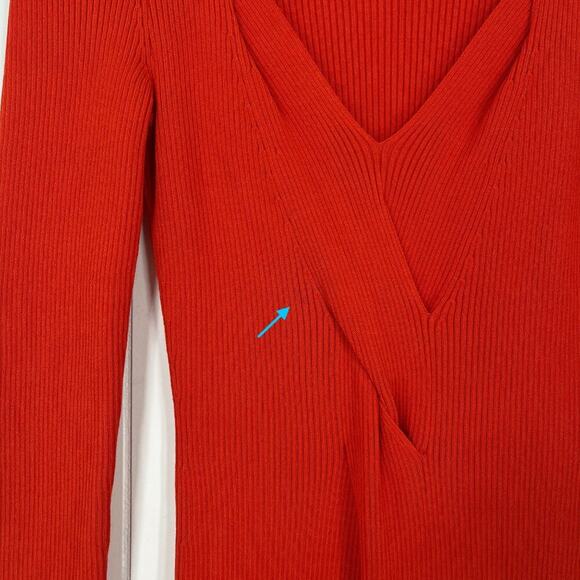 Boss by Hugo Boss Famelina Ribbed Cutout Bodycon Dress Thick Knit Size XS Orange - Picture 6 of 15